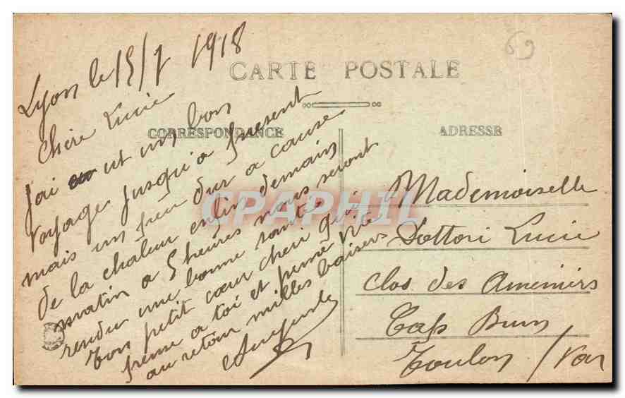CPA Lyon Monument Carnot  — Verso