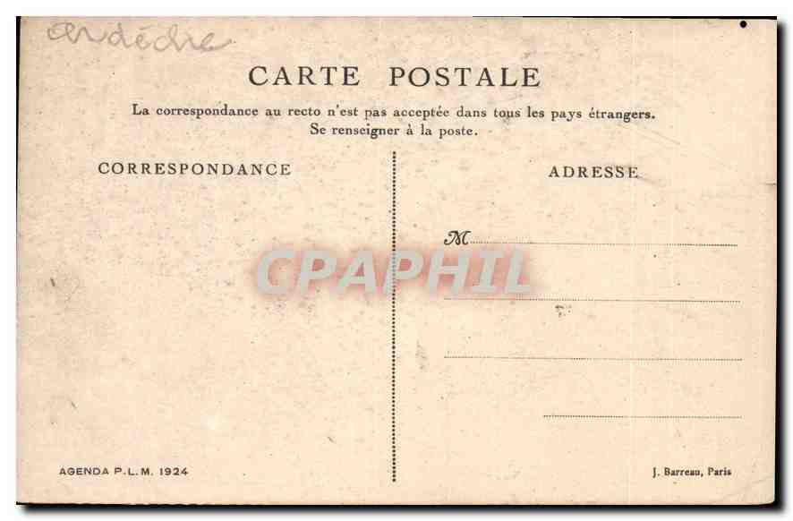 CPA Vivarais Defile de Ruoms Agenda PLN 1924  — Rückseite