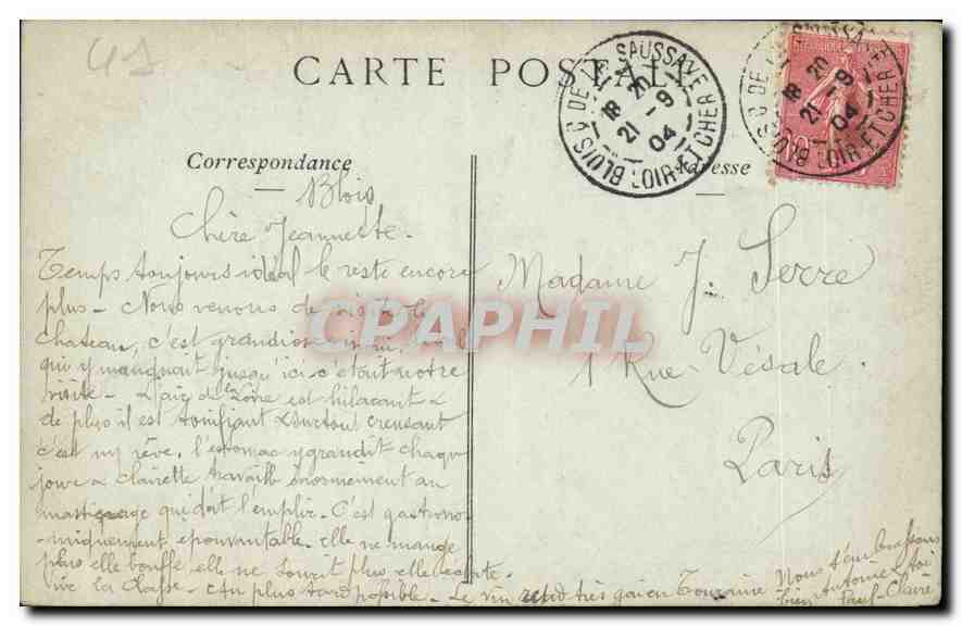CPA Chateau de Blois Aile de Louis XII la Colonnade  — Verso