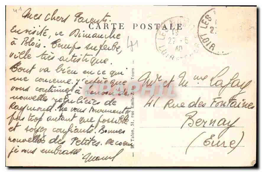 CPA Blois L et C le Chateau Facade Interieure Francois Ier  — Verso