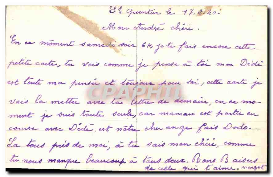 Jeune couple — scène d'offrande de fleurs — éditeur A. NOYER n°2898 — Rückseite