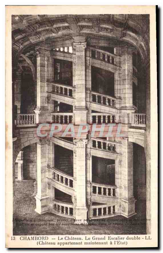 CPA Chambord le Chateau le Grand Escalier double Chateau appartenant maintenant a l'Etat 