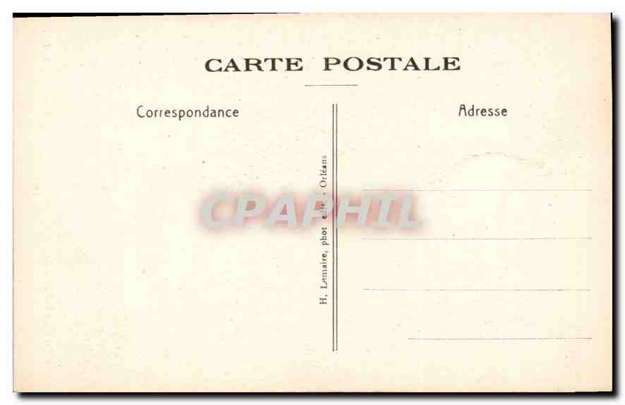 Basilique de N.-D de CLÉRY — Tête de Vierge en pierre (XVIe s.) — H. Lomaire, phot. édit. Orléans — Verso