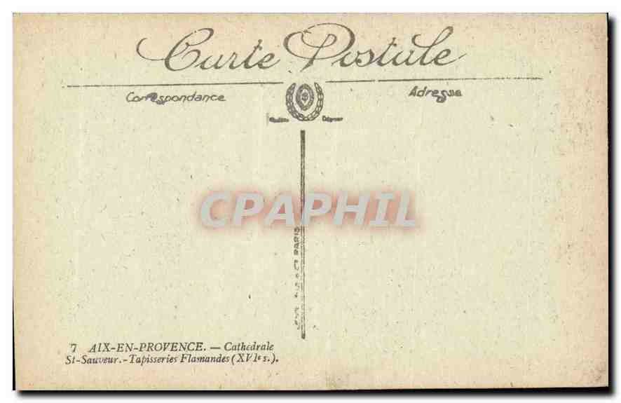 CPA Aix en Provence Cathedrale St Sauveur Tapisseries Flamandes XVI S  — Back