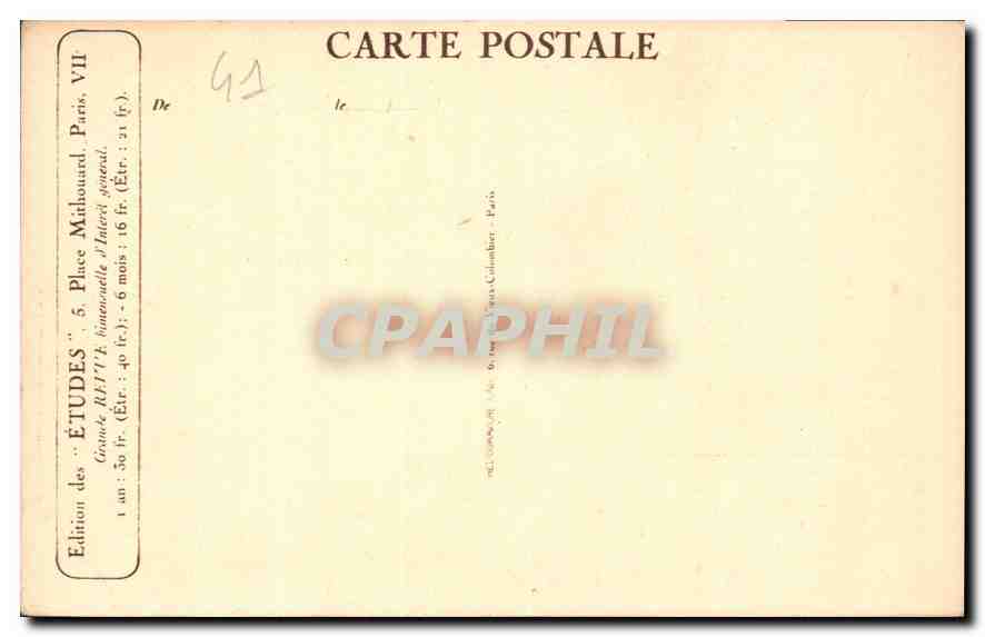 Château de Chaumont-sur-Loire — Loir-et-Cher — Édition des 'Études', 5, Place Saint-François-Xavier, Paris — Rückseite