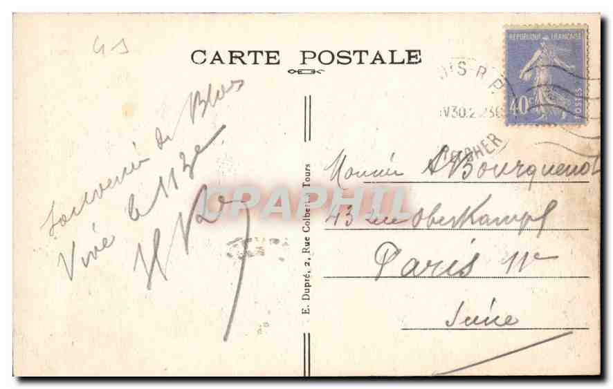 CPA Blois L et C le Chateau Mon hist  — Verso