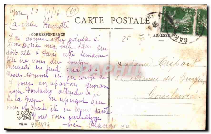 CPA Lyon le Palais de Justice et Fourvriere  — Verso