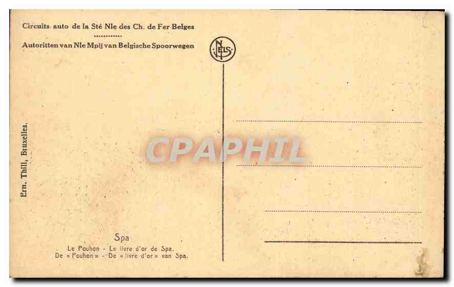 CPA Circuits auto de la Ste Nle des Ch de Fer Belges Autoritten Van Nle Mpij Van Belgishe Spoorwegen — Verso