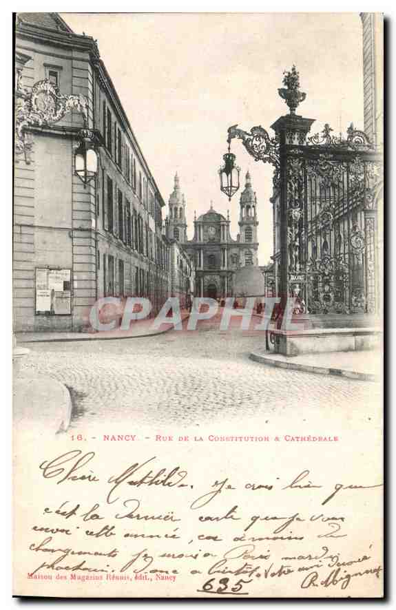 CPA Nancy rue de la Constitution et Cathedrale 