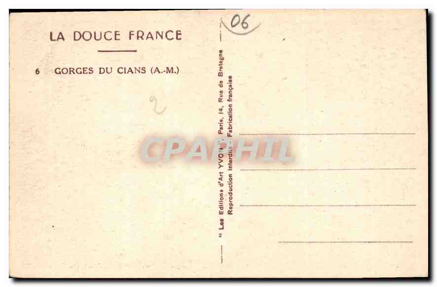 Gorges du Cians — A.M. — Les Éditions d'Art YVQ, Paris — Back