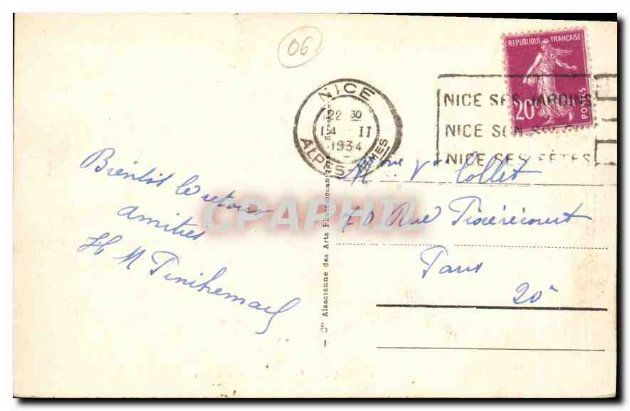 CPA Nice Le Port et le mont Boron  — Rückseite