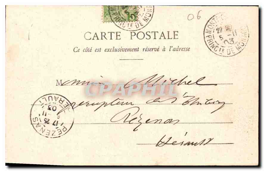 MONTE-CARLO - Le Casino et les Jardins — Édition Gilèta, phot., Nice, n° 720 — Verso