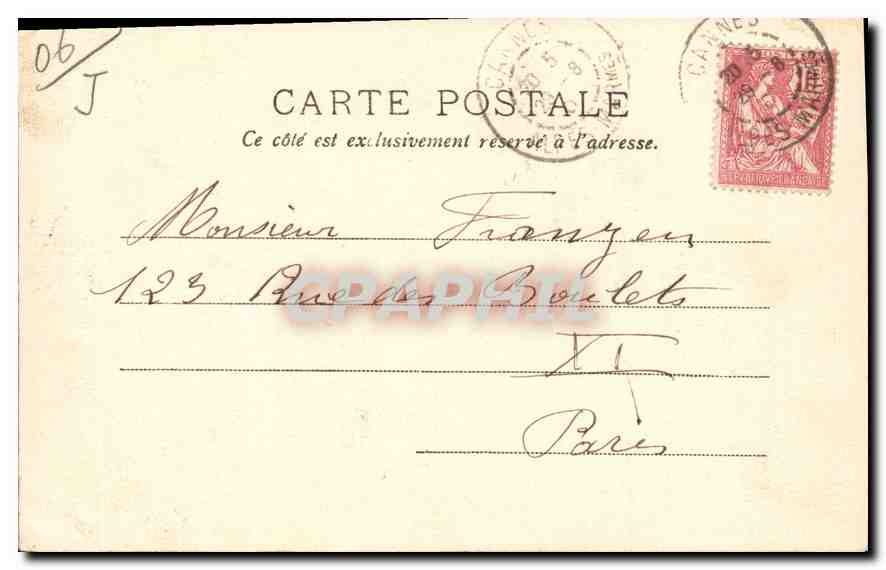 CPA Cannes Square Merimee  — Verso