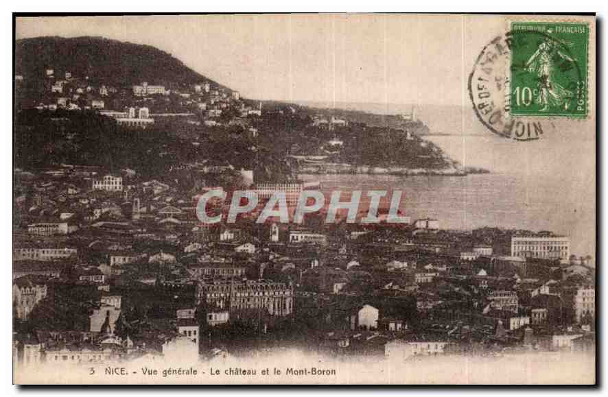 CPA Nice vue generale le chateau et le Mont Boron 