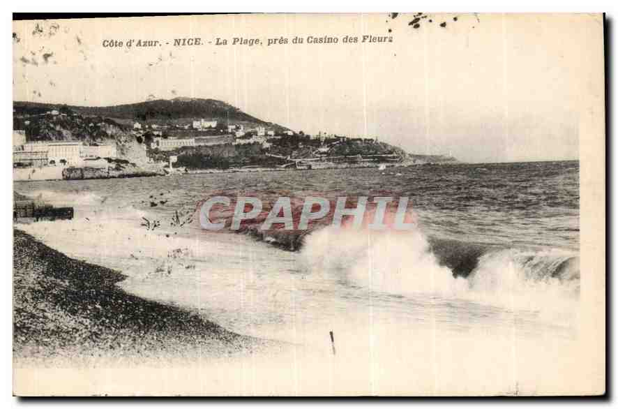CPA Cote d'Azur la Plage pres du Casino des Fleurs 