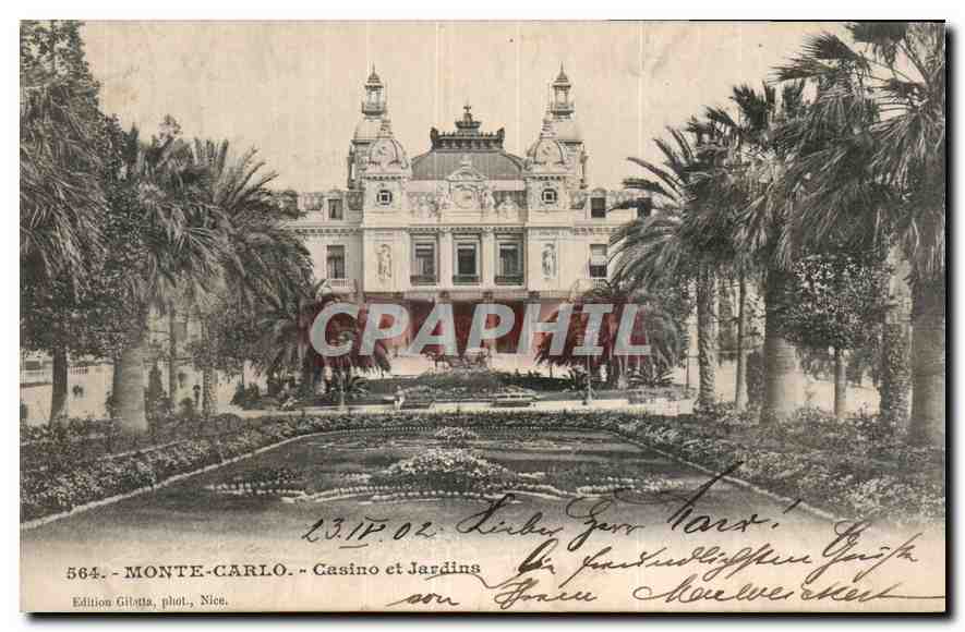 Monte-Carlo - Casino et Jardins — Édition Gilatta, Nice, n° 564