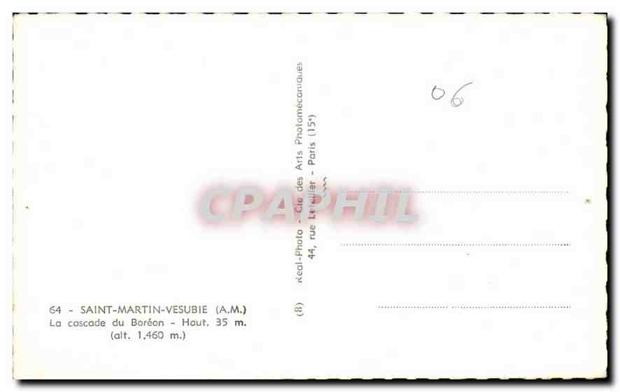 CPA Saint Martin Vesubie A M la cascade du Boron  — Rückseite