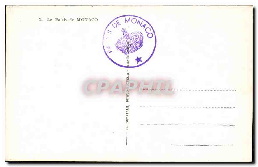 CPA Le Palais de Monaco  — Back