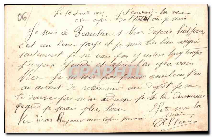 CPA Beaulieu vue generale et Hotel Bristol  — Verso