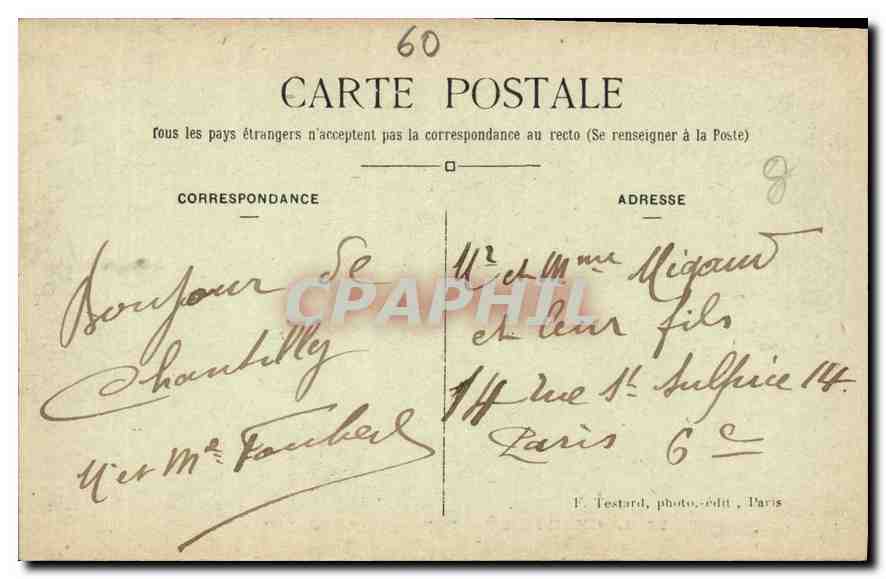 CPA Chantilly Bois Bourillon l'Allee  — Rückseite