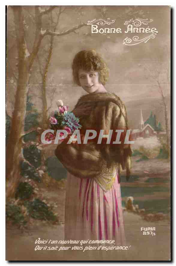 CPA Bonne Annee Femme