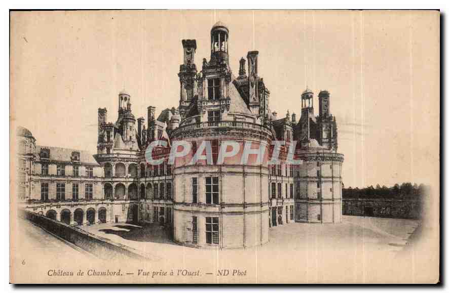 CPA Chateau de Chambord vue prise a l'Ouest 