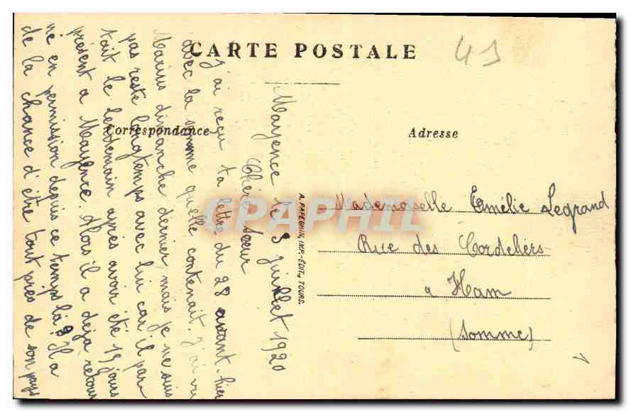 Château de Cheverny — Vue du château avec inscription historique — Éditeur L.-et-C., n°8 — Reverso