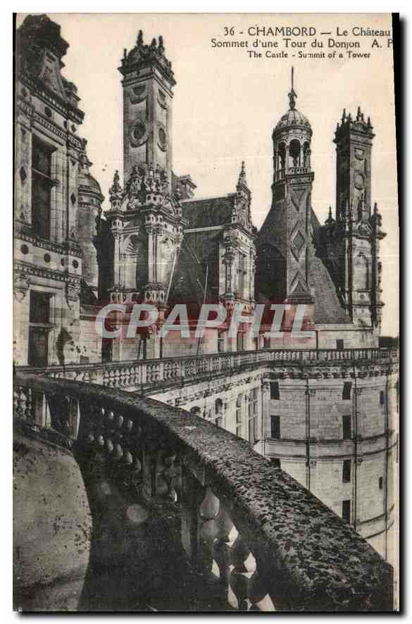 CPA Chambord le Chateau Sommet d'une Tour du Donjon 