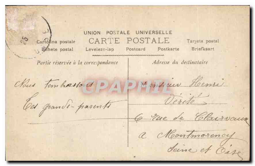 CPA Mille Baiser Enfant — Verso