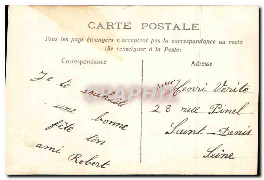CPA Bonne fete Enfant — Rückseite