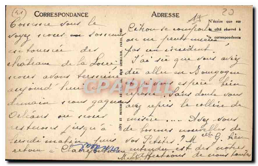 CPA Blois le Chateau la Facade Francois Ier  — Verso