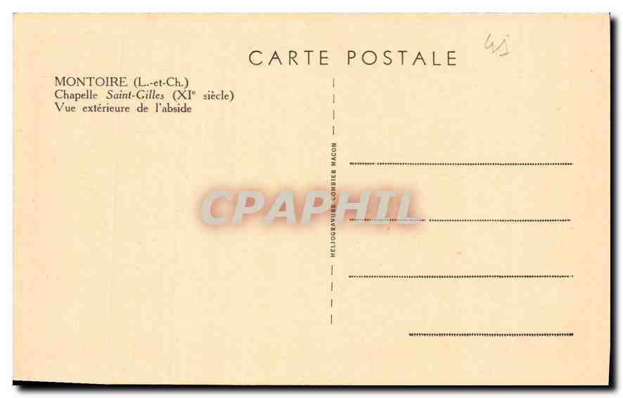 Montoire (L.-et-Ch.) — Chapelle Saint-Gilles (XIe siècle) — Héliogravure Goblier Macon — Reverso