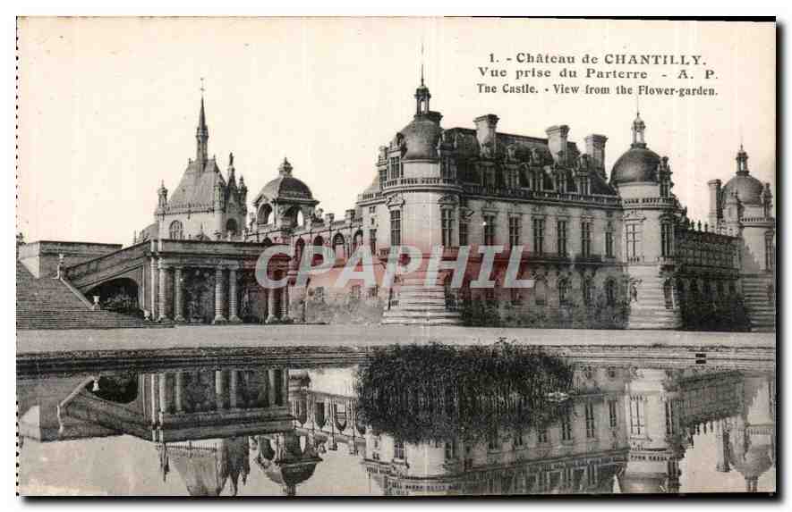 CPA Chateau de Chantilly vue prise du Parterre 