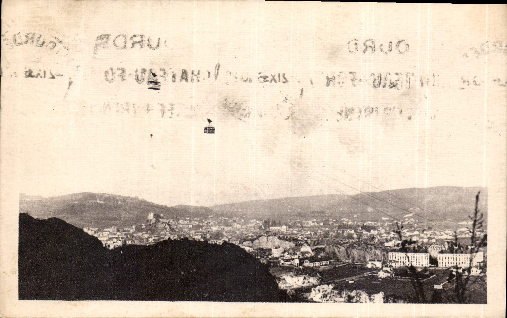 CPA Lourdes Teleferique du en plein ciel sur la ville de Lourdes 