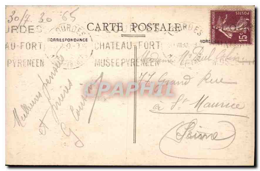 CPA Les Pyrenees Lourdes la Grotte et la Basilique  — Verso