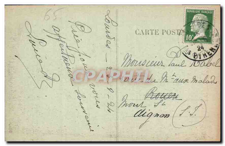 CPA Lourdes la Basilique et le Gave  — Verso