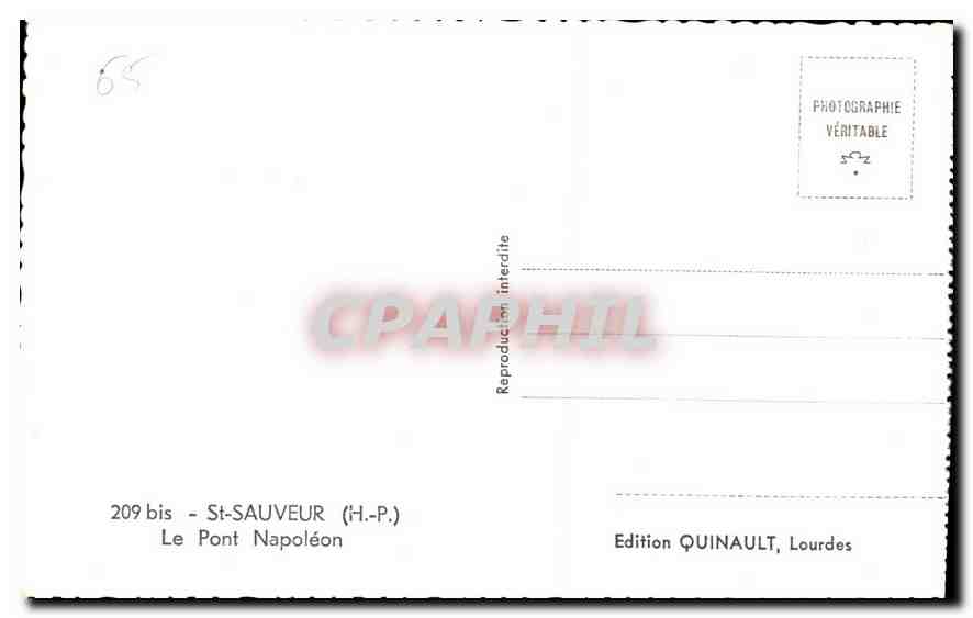 CPA St Sauveur H P le pont Napoleon  — Verso
