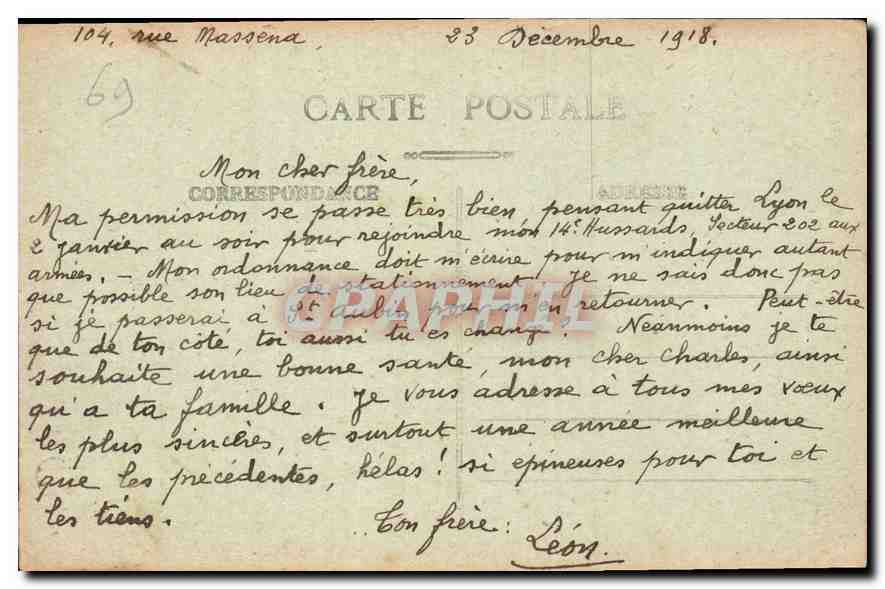 CPA Lyon vuela Place Bellecour prise de Fourviere  sur  — Verso