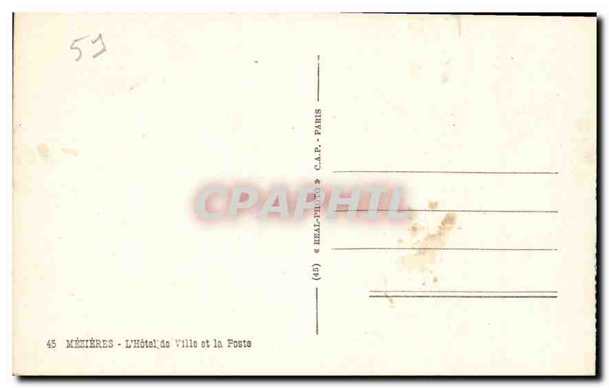 CPA Mezieres l'Hotel de Ville et la Poste  — Rückseite