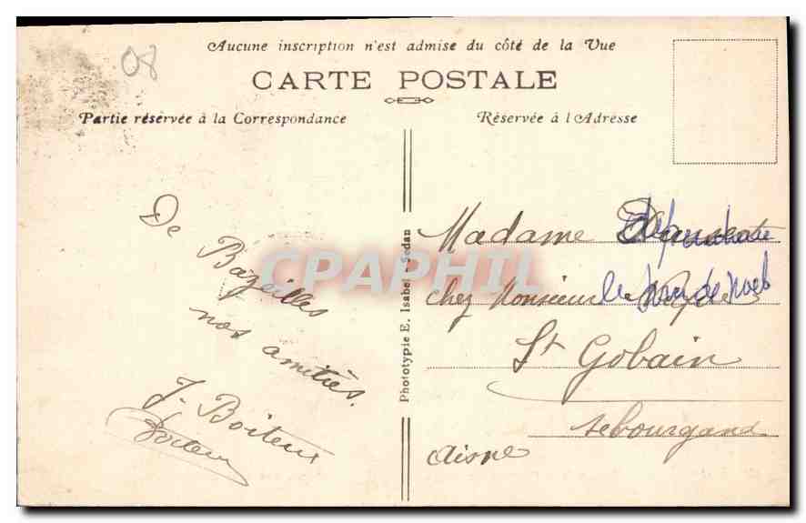CPA Bazeilles Maison de la Derniere Cartouche chambre d'ou fut tiree la derniere Cartouche  — Rückseite