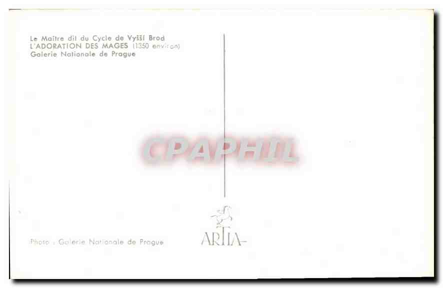 CPA Le Maitre dit du Cycle de Vyssi Brod l'Adoration des Mages galerie nationale de Prague  — Verso
