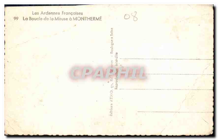 CPA Les Ardennes Francaises la Boucle de la Meuse a Montherme  — Rückseite