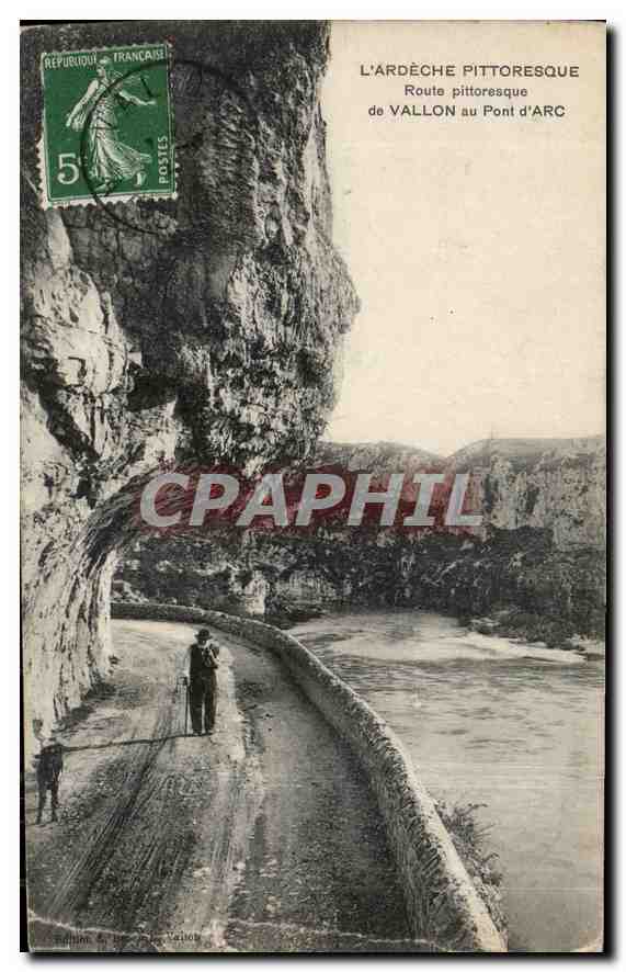CPA L'Ardeche pittoresque route pittoresque de Vallon au pont d'Arc 