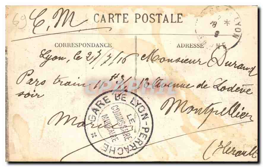 CPA Lyon Place Carnot  — Verso