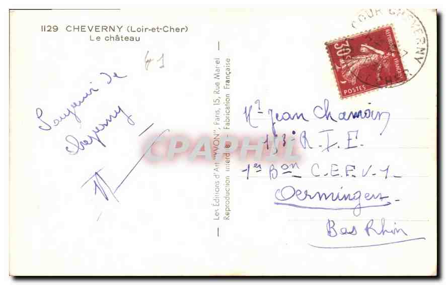 CPA Cheverny Loir et Cher Le chateau  — Rückseite