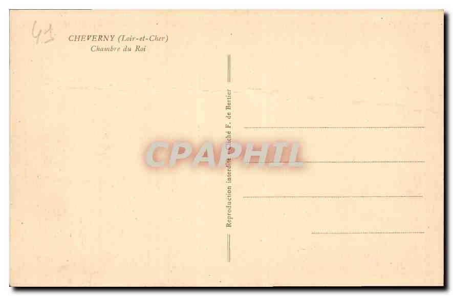 CPA Cheverny Loir et Cher Chambre du Roi  — Rückseite