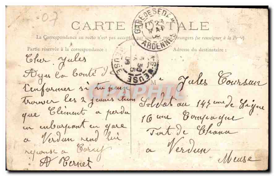 CPA Sedan Bataille de Seclan Charge de la Division  — Rückseite