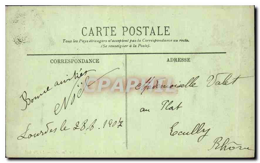 CPA Lourdes La Rosaire Le Portail  — Verso