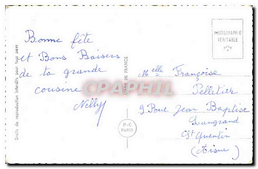 CPA Femme — Verso