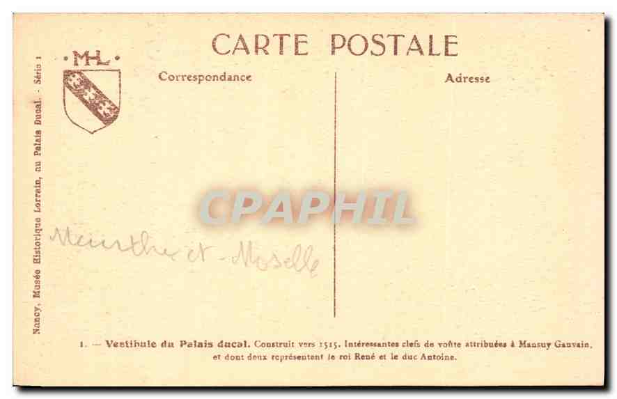 CPA Vestibule du Palais ducal  — Verso